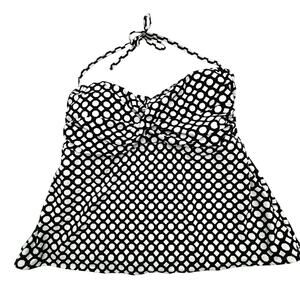 CATALINA NWT Women's 3X Black‎ White Twist Front Halter Padded Tankini Top